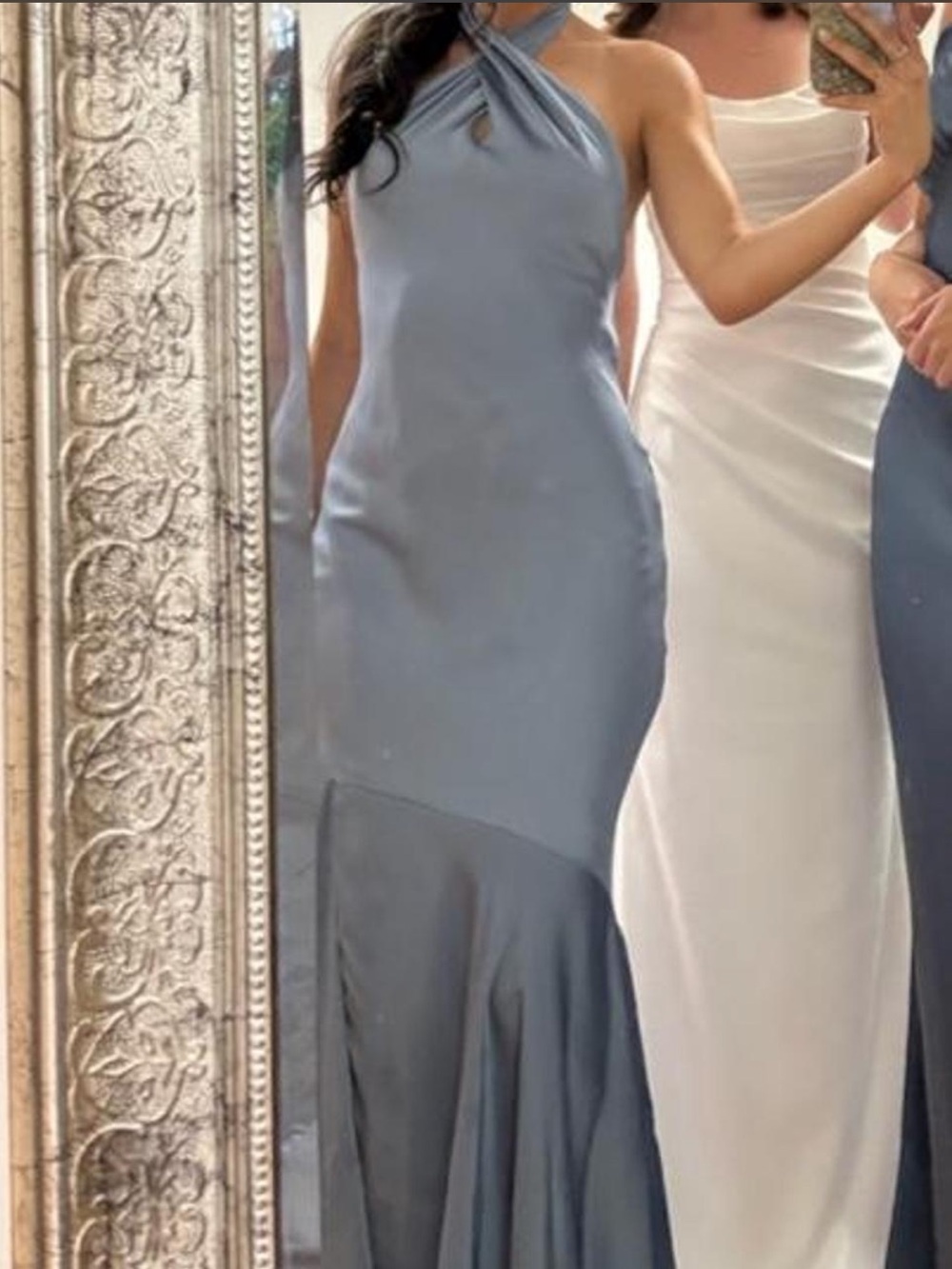 Birdy Grey Slate Blue Crossneck Mermaid Gown